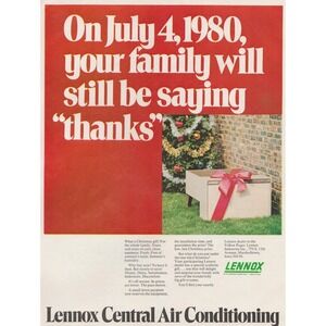 Lennox‎ Central Air Conditioning July 4 Holiday 10 Year Vintage Print Ad 1970